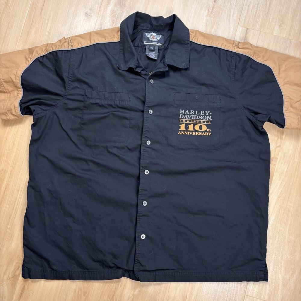 Harley Davidson Canvas Shirt 3XL Genuine Motorclothes 110th Anniversary Black